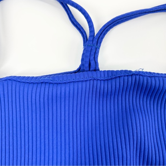 Carbon38 Blue Ribbed Athletic Crop Top - Picture 4 of 6